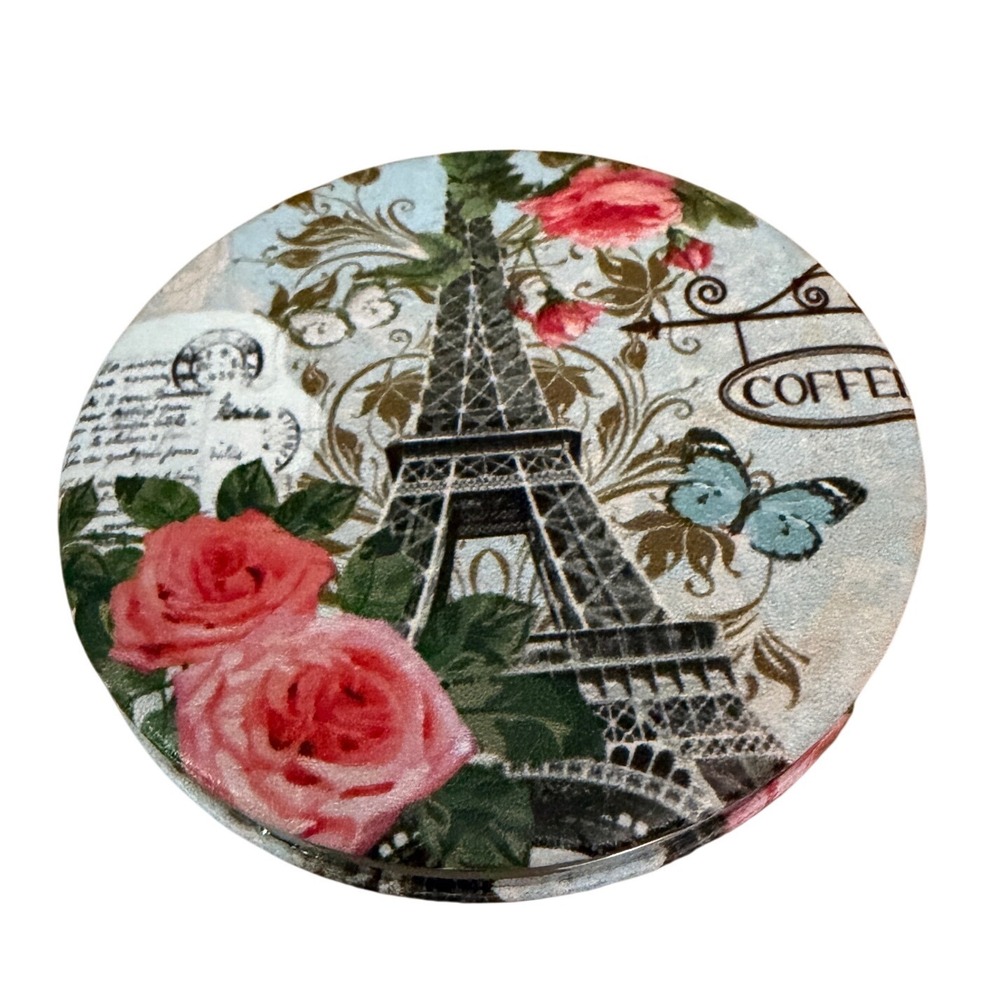 Paris Eiffel Tower Rose Butterfly Compact Makeup Mirror New with tags Gift